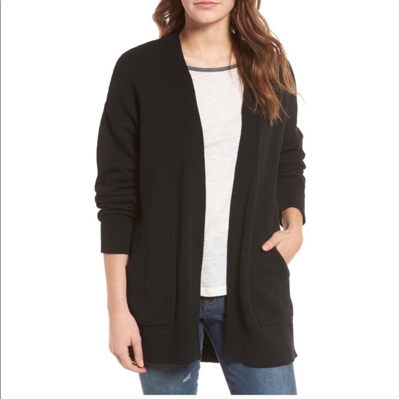 Madewell Black Midland Open Front Cardigan Sweater - Picture 2 of 8